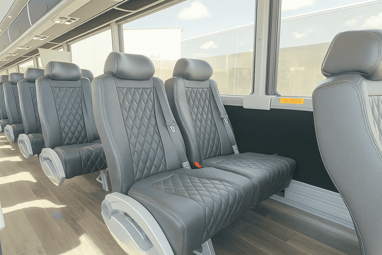 interior of Coach Bus Roswell charter bus